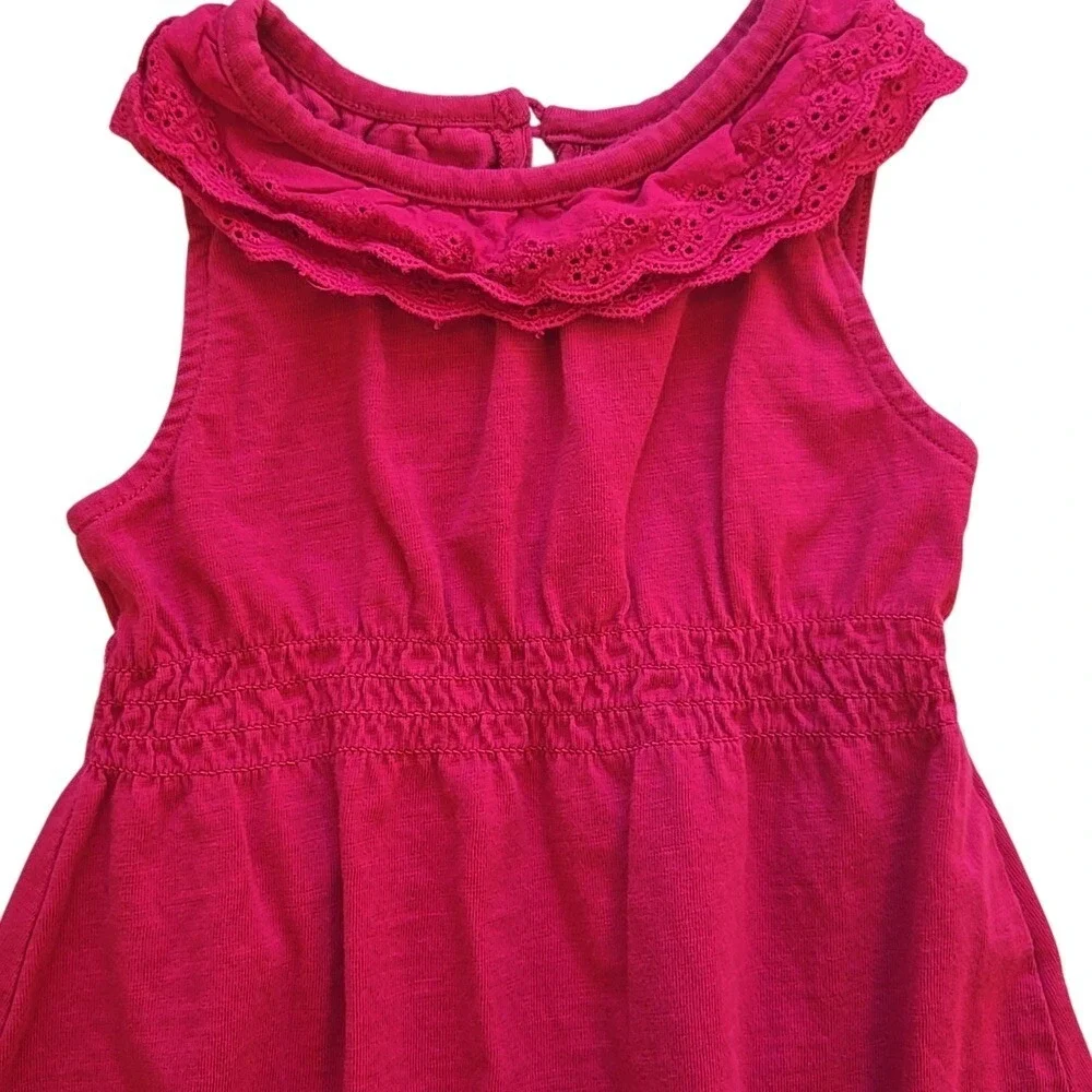 Tea Collection Fuchsia Pink Girls Tank‎ Sleeveless Dress Ruffles Size 2 Cotton